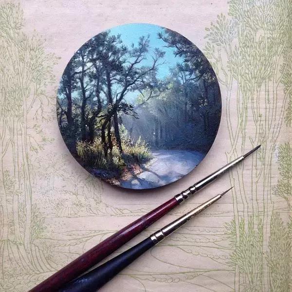 去艺术馆旅游回来画一幅画,油画风景随身带