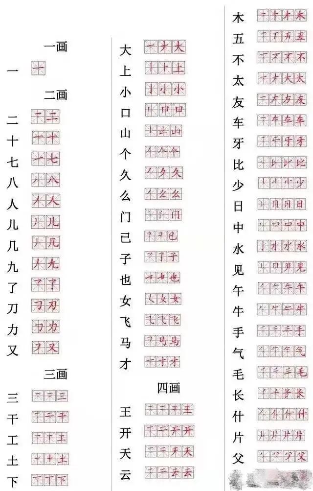 小学生倒笔字写法,小学疫情期间写字练习