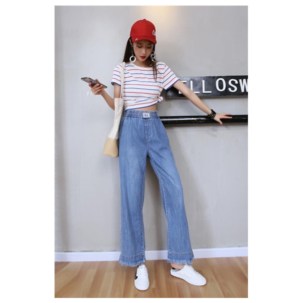 这个季节特别适合穿冰丝的牛仔裤,天丝牛仔裤女直筒显瘦阔腿长裤