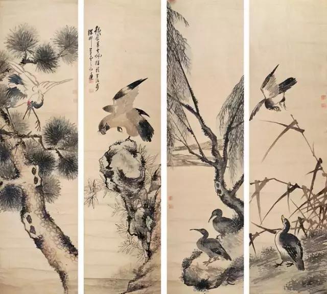 这组花鸟画作品着实让人眼前一亮,这水墨花鸟画太养眼了