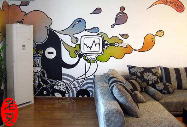 武汉室内墙面艺术漆效果图,武汉墙绘创作