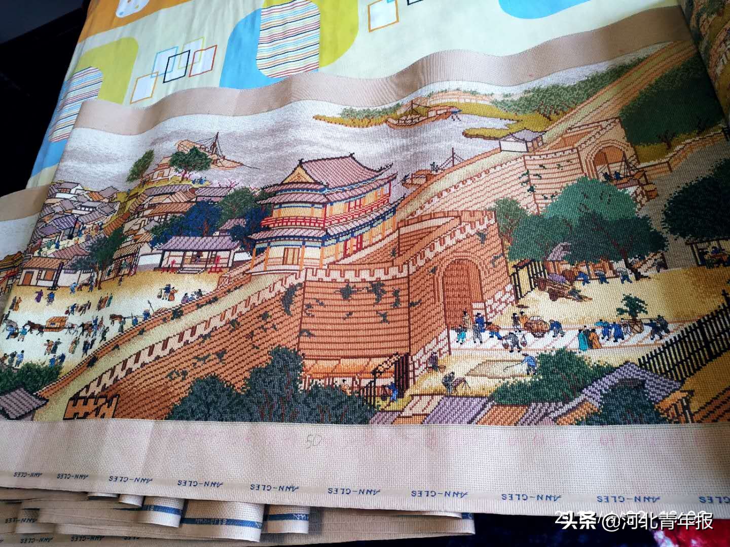 清明上河图十字绣半针绣全过程,多年前手工自己绣的十字绣