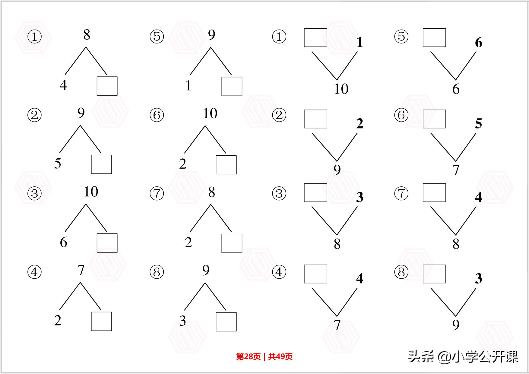 幼升小数学进位退位加减法计算题,幼小衔接口算题卡10以内加减法