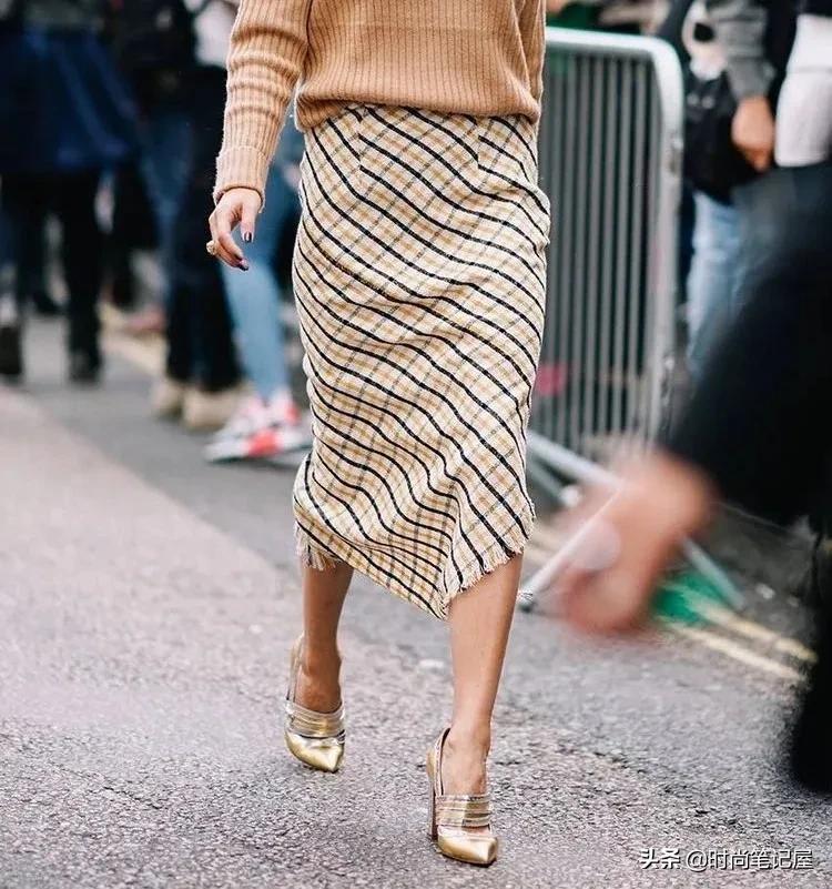 菱格纹格子裙,女人味十足的打底裙