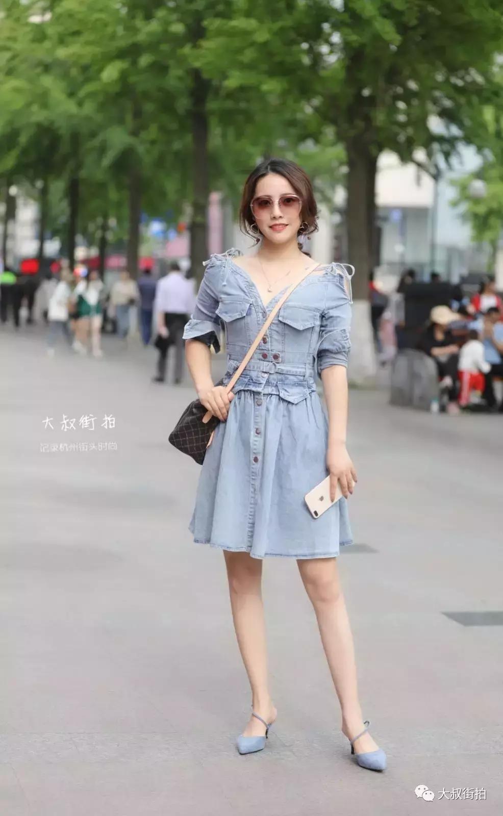 街拍绿色气质v领,街拍大v领