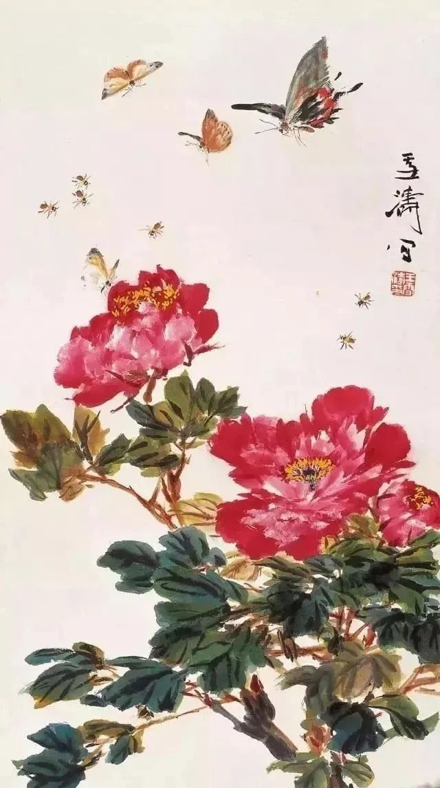 王雪涛牡丹画法教学书,王雪涛四尺写意横幅牡丹画