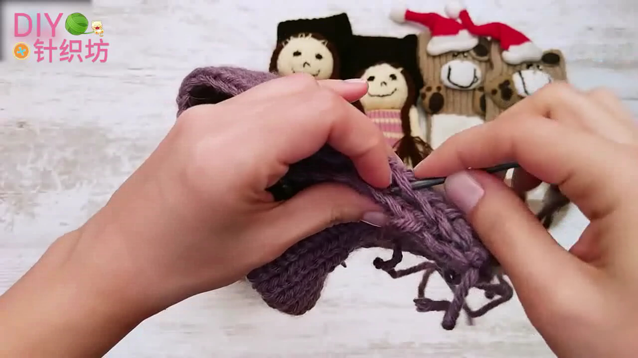 针织毛线袜的教程,家居袜棒针编织视频