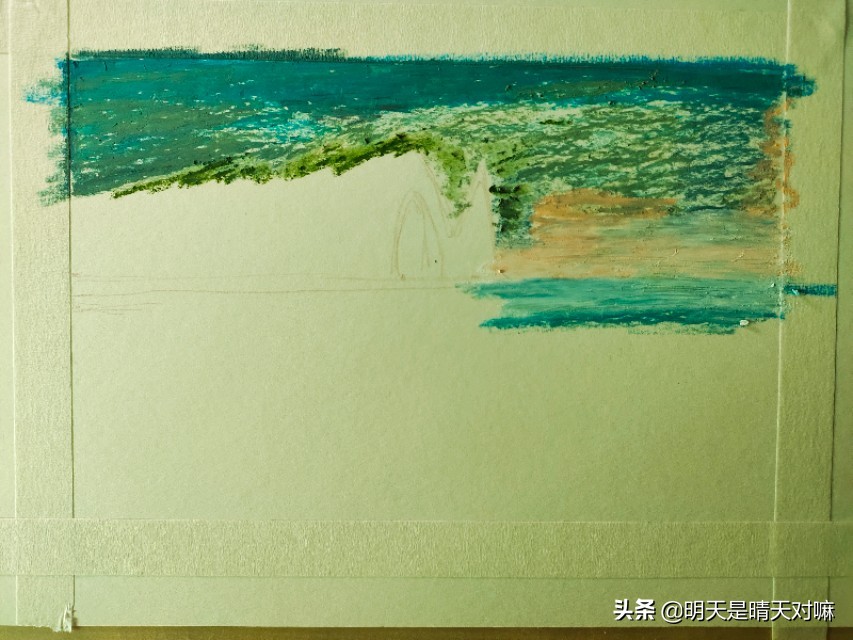 油画棒临摹大师作品,象鼻山油画棒