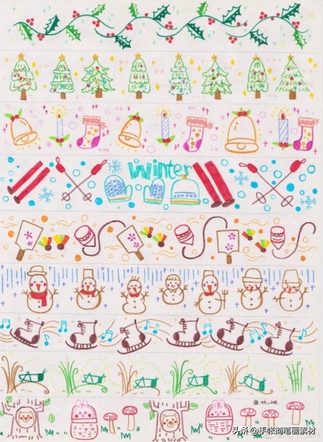 手绘山边框简笔画,大树边框简笔画手绘