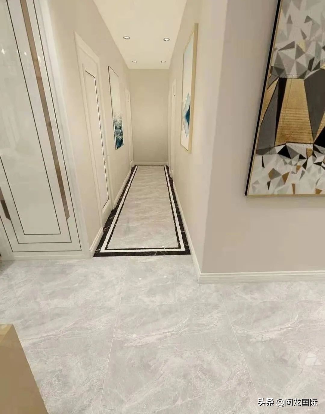 轻奢风格客厅用深色地砖效果图,现代轻奢装修风格地砖选什么颜色