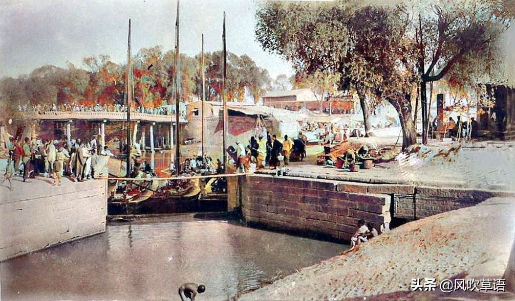 保定历史上真实的府河,保定府河彩色老照片