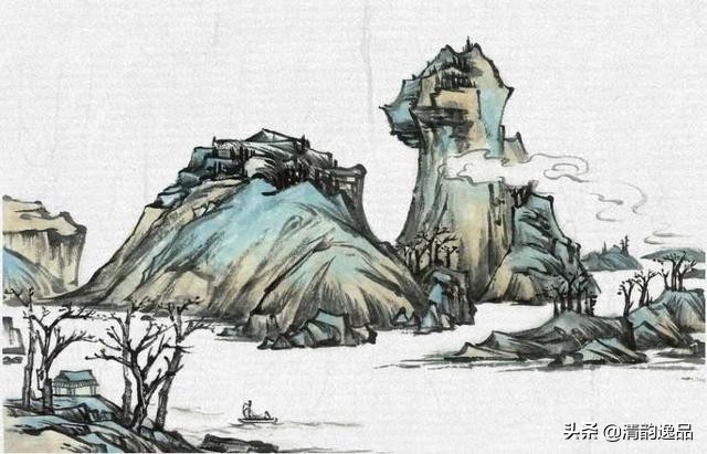 简单零基础的山水人物画手绘教程,儿童山水画10-12岁国画范画