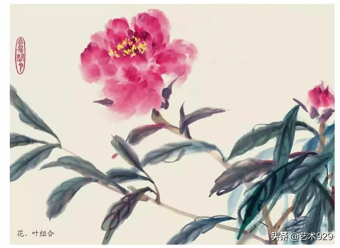 国画技法工笔花卉配色与花叶染法,国画欣赏精致的工笔彩色花卉