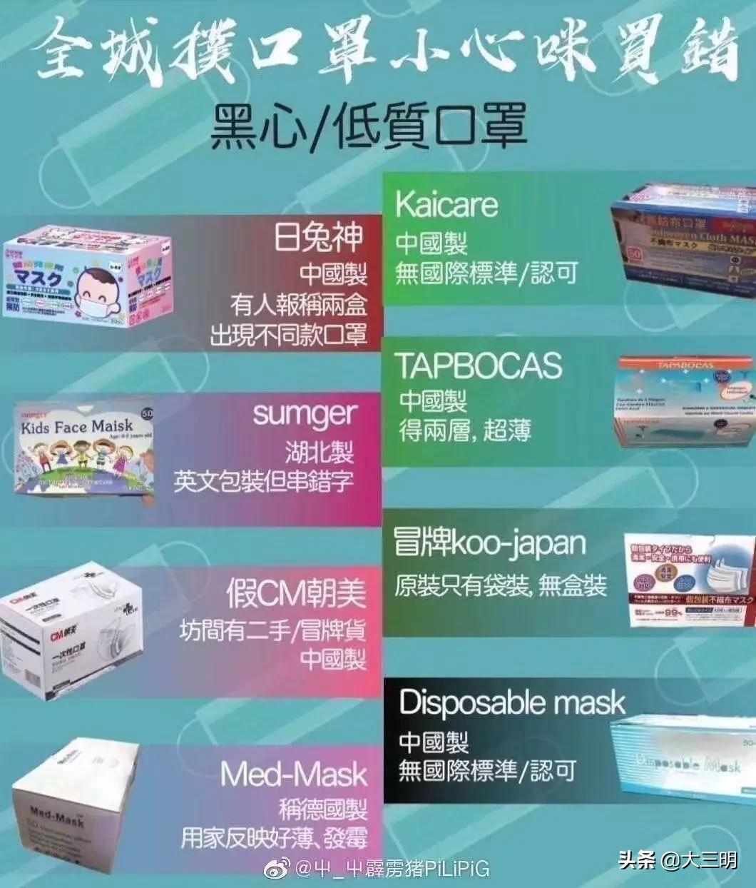 网上曝光的口罩,曝光这些口罩不合格快自查