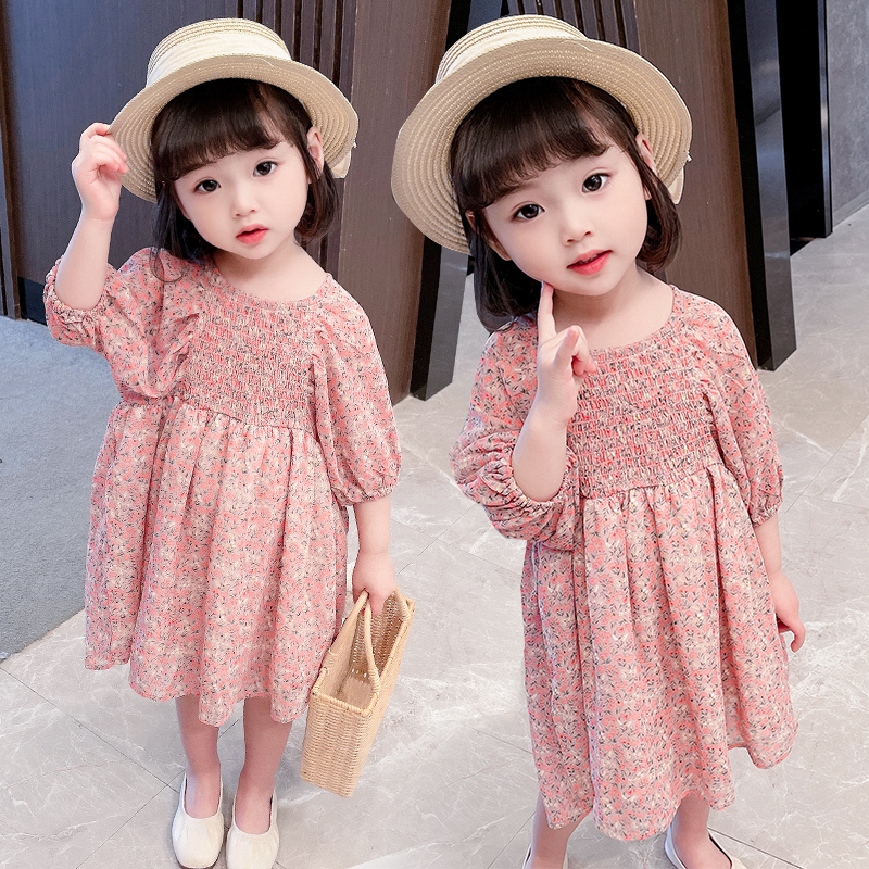女童连衣裙夏季儿童纯棉碎花裙,女童连衣裙2023夏薄款儿童裙子