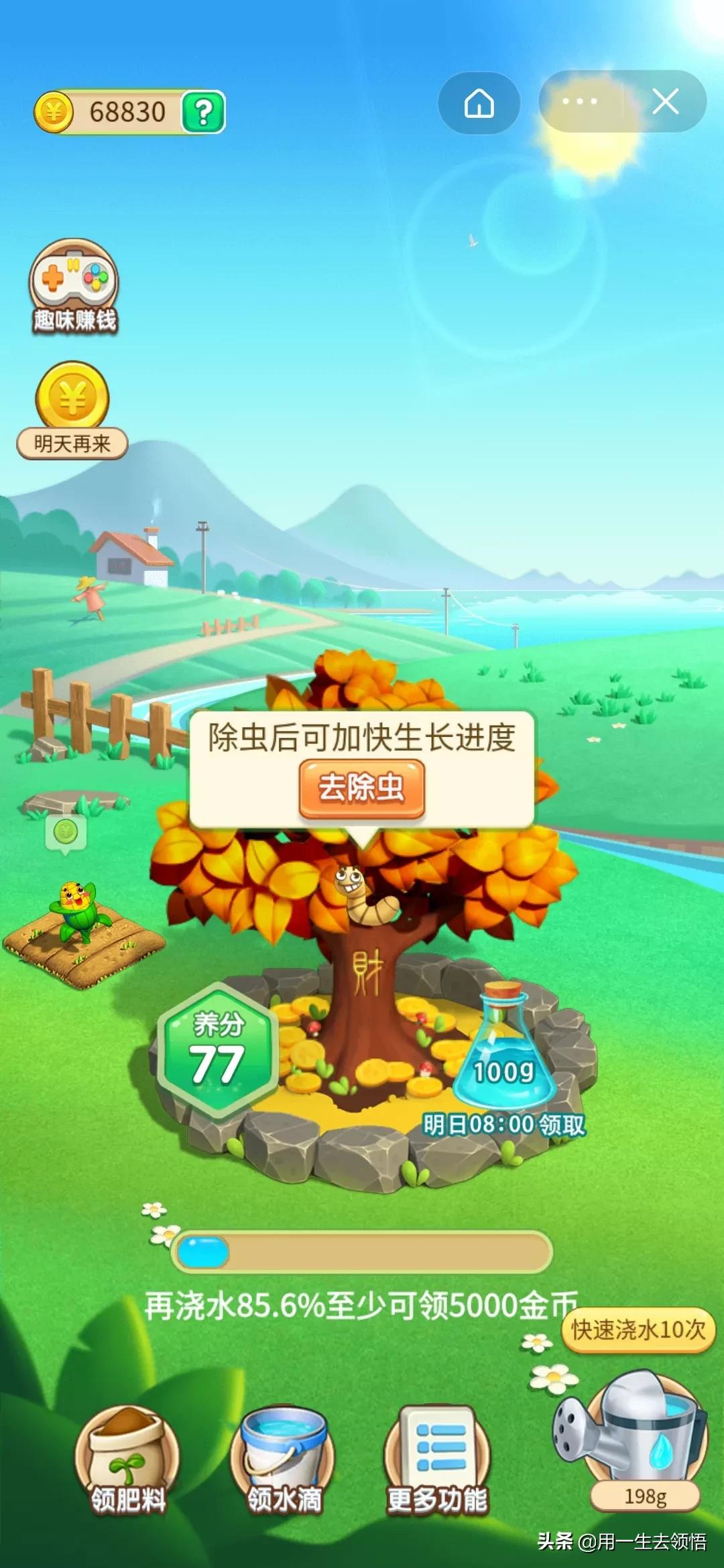 头条种菜收金币小游戏怎么玩儿,种树赚钱小游戏怎么进去