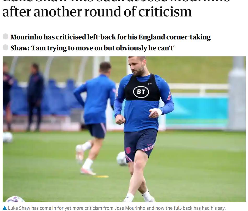 穆里尼奥质疑卢克·肖的能力反遭怒喷！当初穆帅在曼联下课时，卢克·肖面对镜头竖起大拇指，两人就此结下梁子