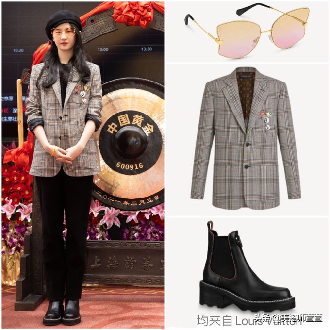 刘亦菲西装皮裤造型酷飒魅惑,刘亦菲机场贝雷帽造型