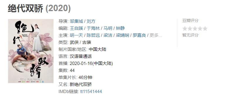 《绝代双骄》差评如潮，豆瓣给不出分！景气指数却比《唐探》还高