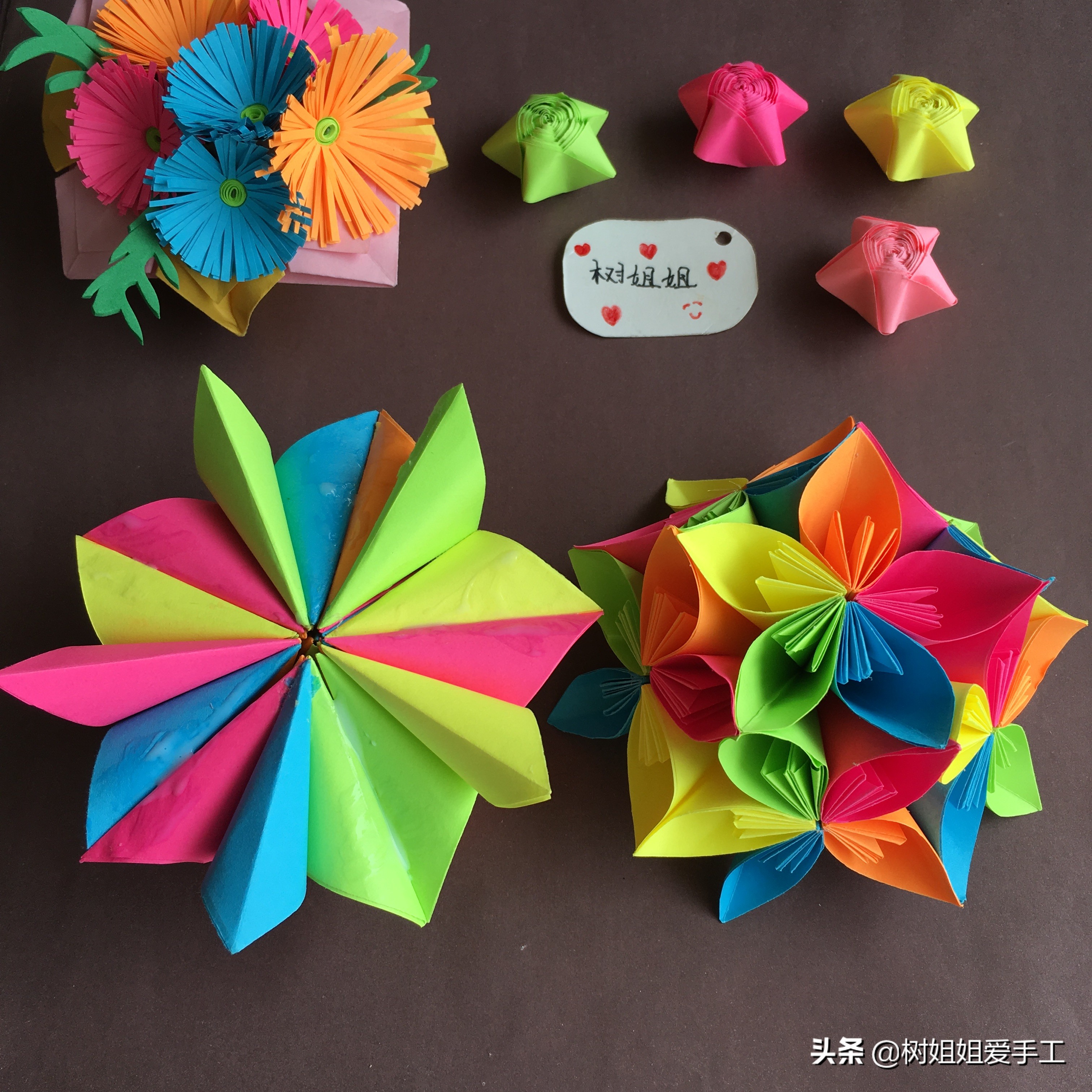 樱花花球简单折纸,简单的樱花球折纸