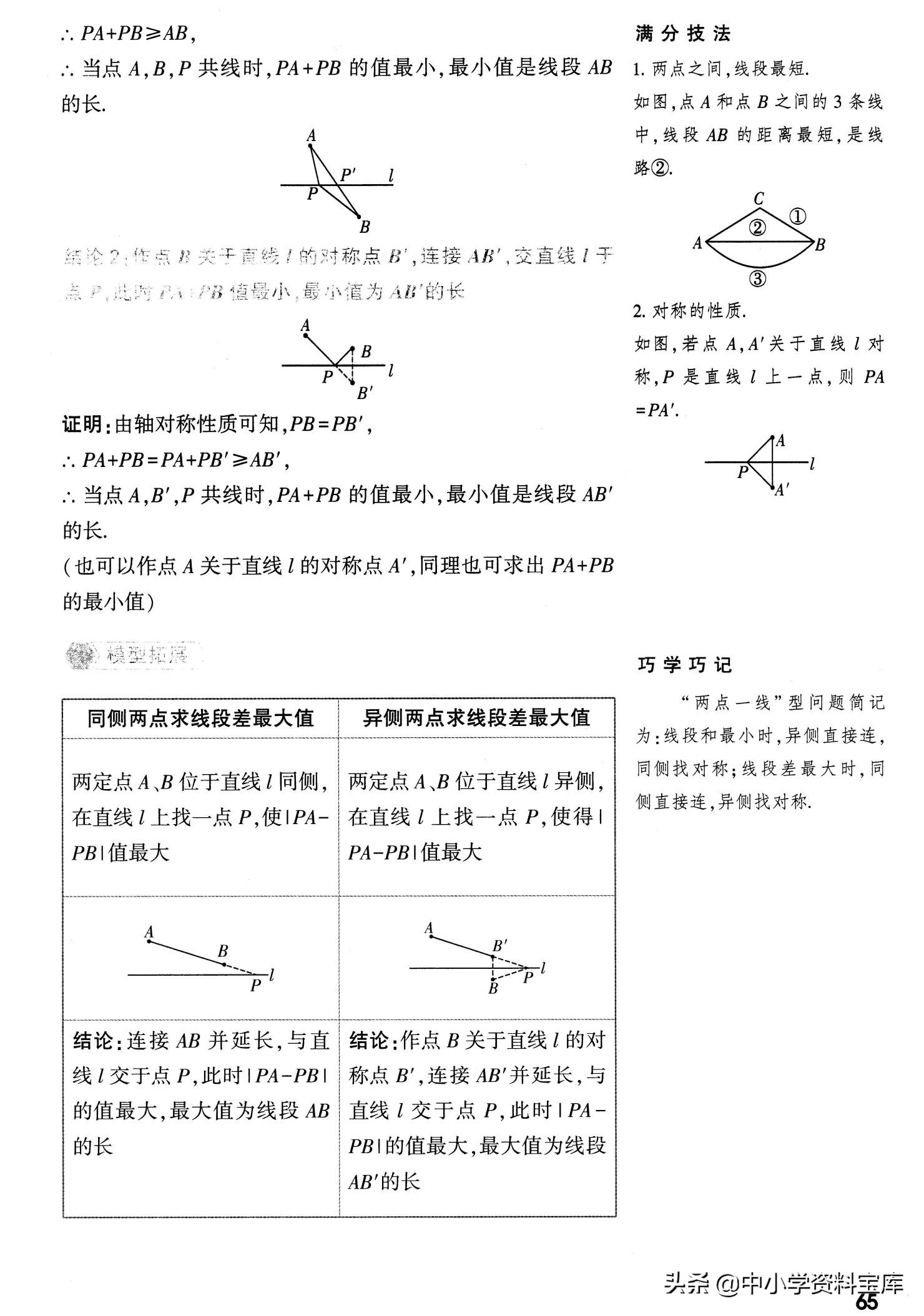 初中几何轴对称,初中几何轴对称三大模型