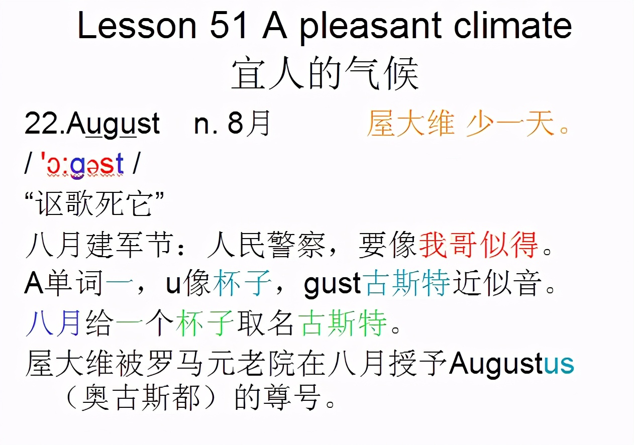 新概念英语第一册，音标课件自学整理Lesson51Apleasantclimate