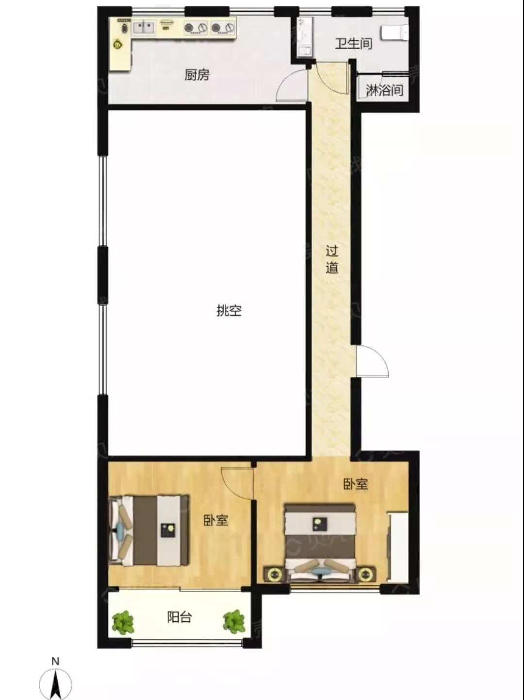 52平送大露台景观房总价100万内,52平送大露台景观房带共享露台