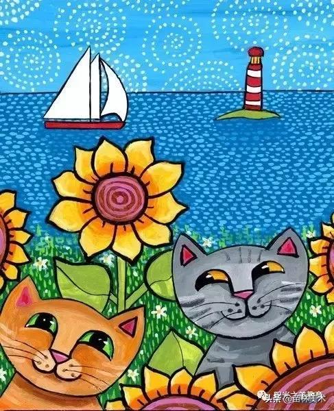 水粉作品风景清新,清凉一夏的水粉作品