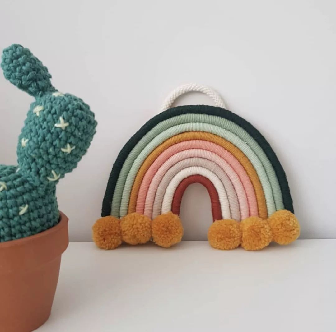 自制漂亮的挂毯,做彩虹云朵挂坠