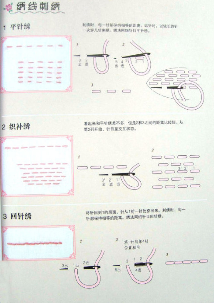 十字绣的平针回收针怎么绣,十字绣大面积不规则平针绣