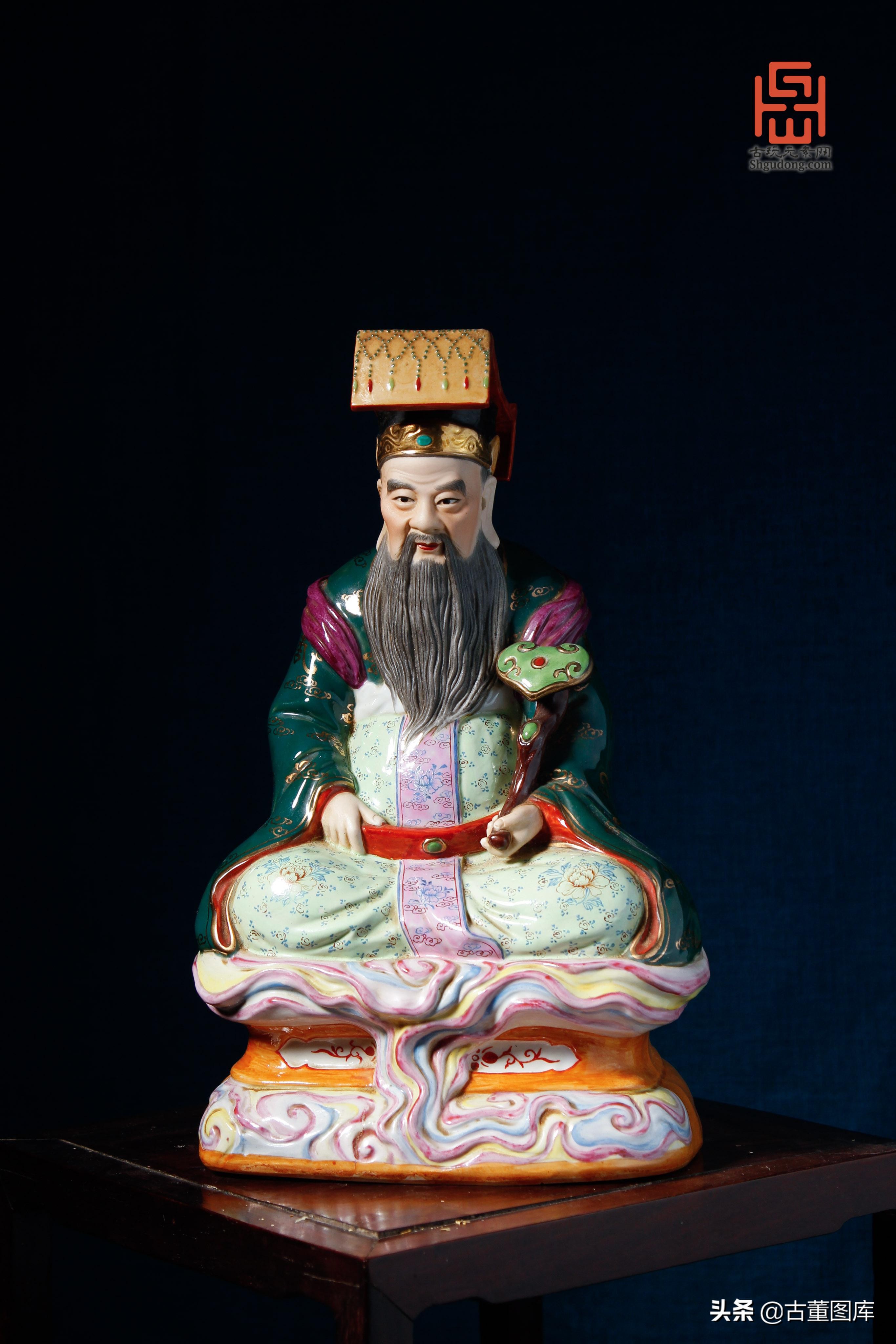 藏金画财神高清图片,文财神坐像图片瓷器