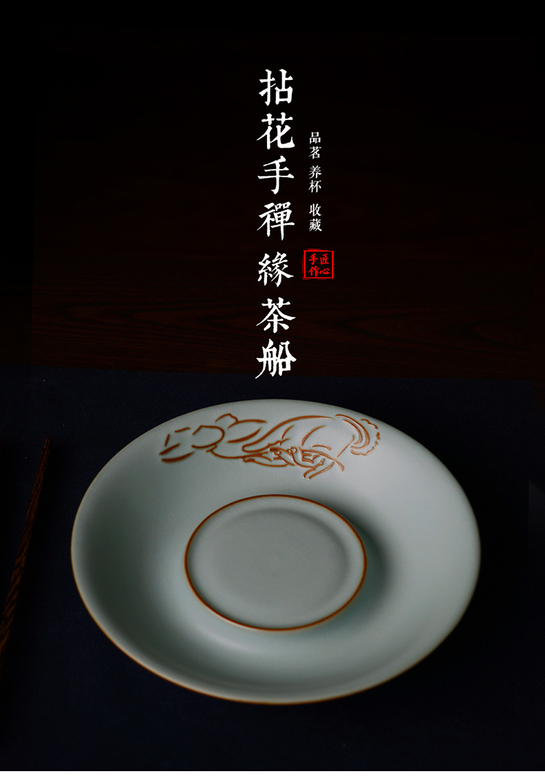 顶级干泡重浮雕禅意茶盘全套,佛手拈花乌金石茶盘