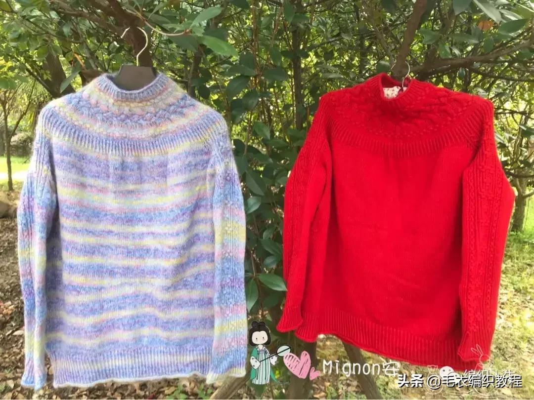 棒针席纹花毛衣图片,女士钩针圆领套头毛衣图解