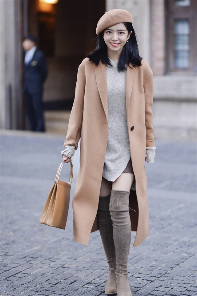 三木驼色大衣怎么穿,三木妈妈驼色羊绒大衣搭配