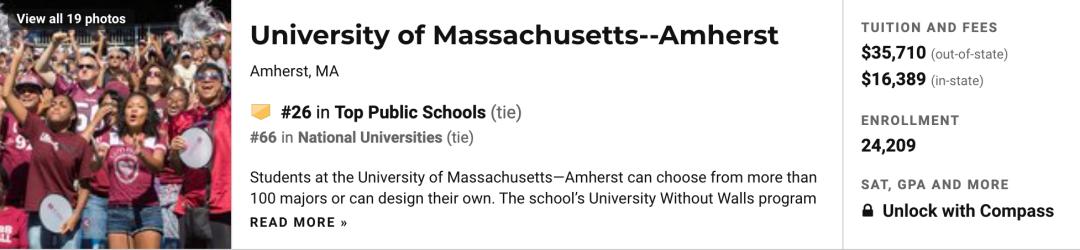 2021年美国康涅狄格大学排名,2023年usnews全美公立大学排名