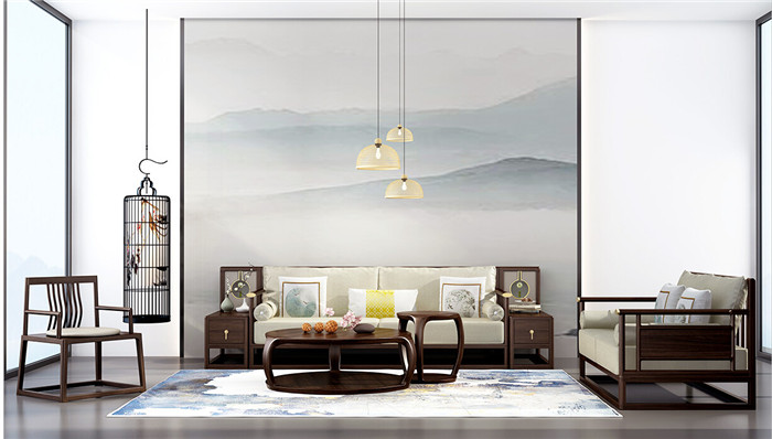 中式简约实木家具效果图,新中式实木家具设计效果