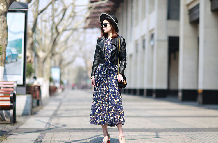 145-150矮个子微胖碎花连衣裙秋款,显瘦穿搭微胖女生碎花裙