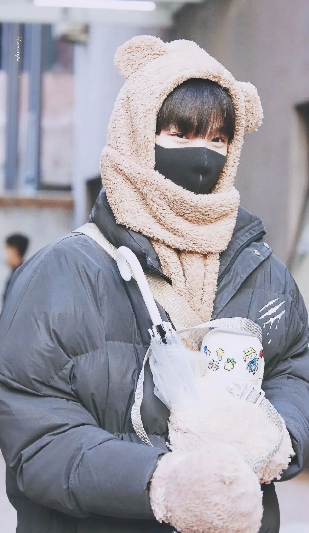 秋冬韩版小熊保暖帽,宝宝小熊丸子帽秋冬季保暖