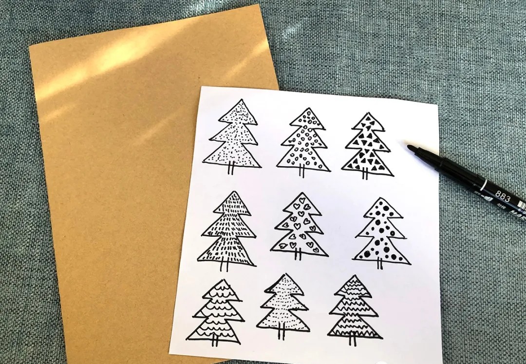 圣诞树卡片手工制作,简单圣诞树画法手绘