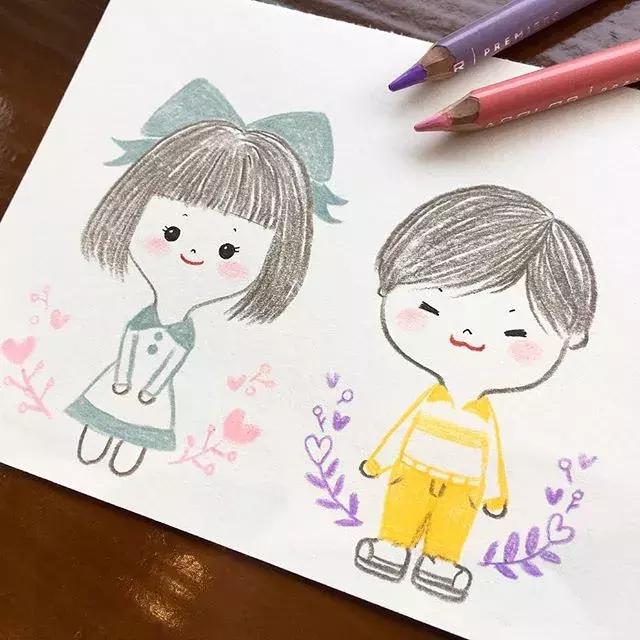 彩铅画古风人物简笔画,彩铅荷花简笔画几分钟就能学会