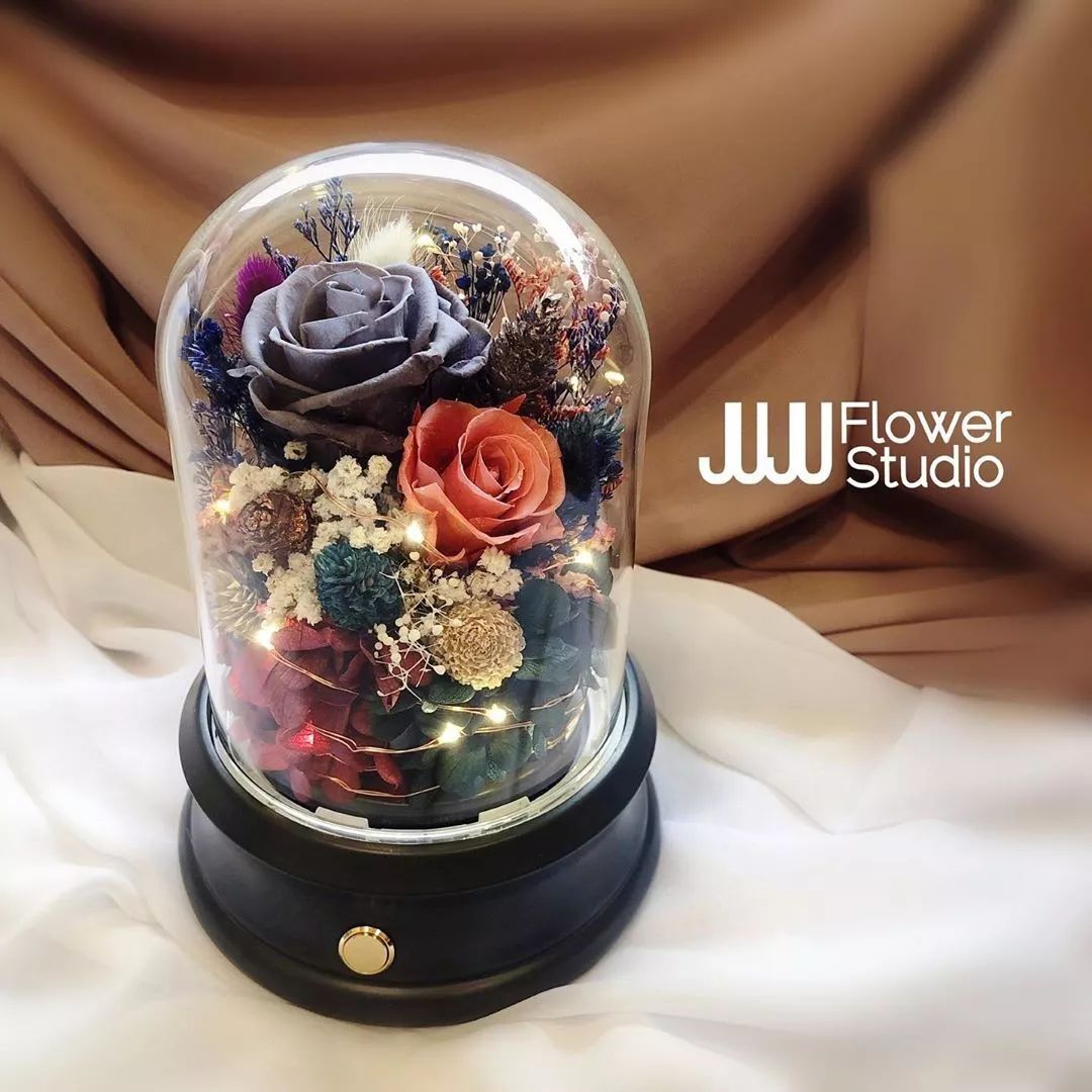 新款永生花玻璃罩,玻璃罩永生花手工diy制作