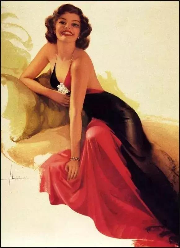 色粉画人物欧美姑娘经典,美国画家笔下美女