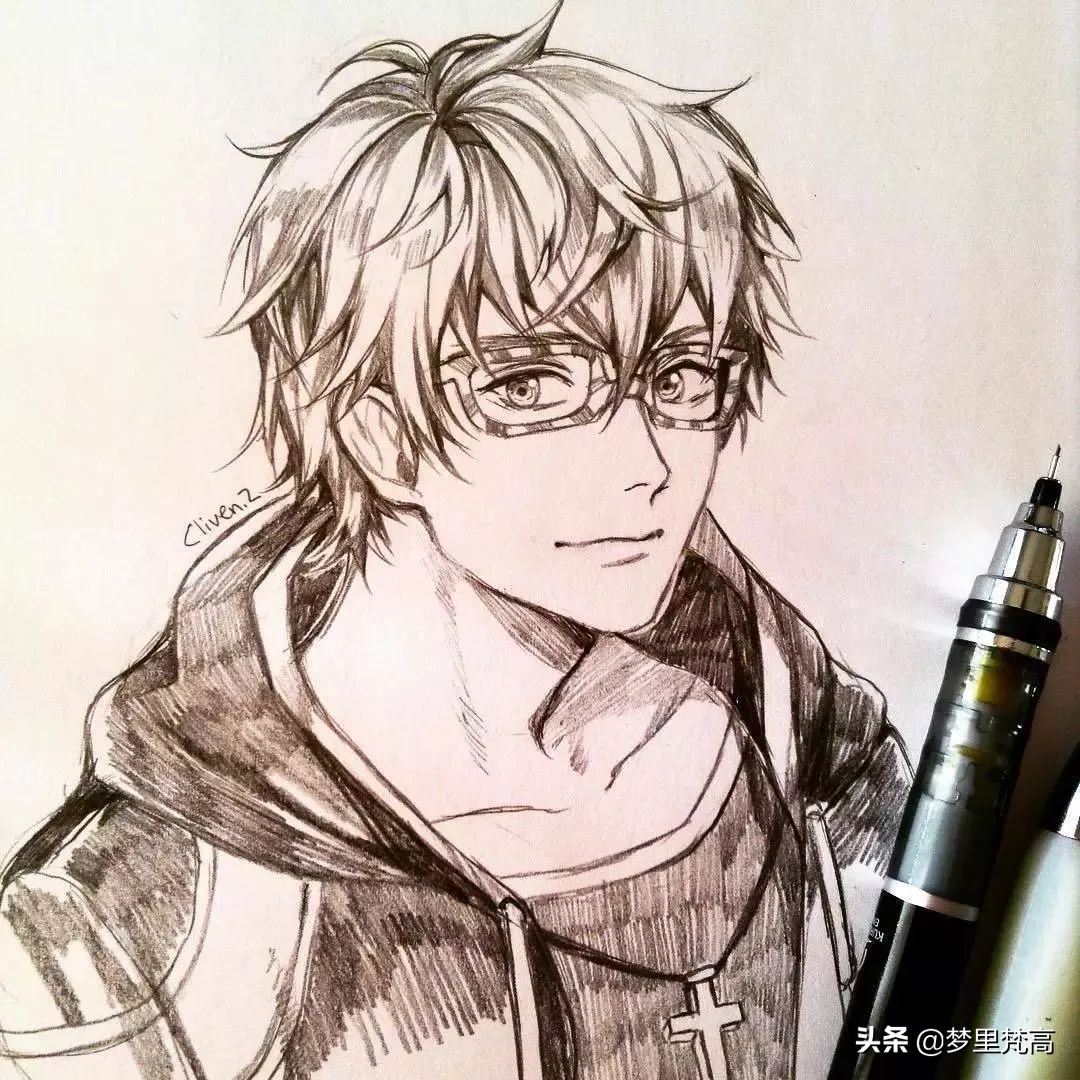 铅笔画素描动漫,铅笔画的动漫素描少女