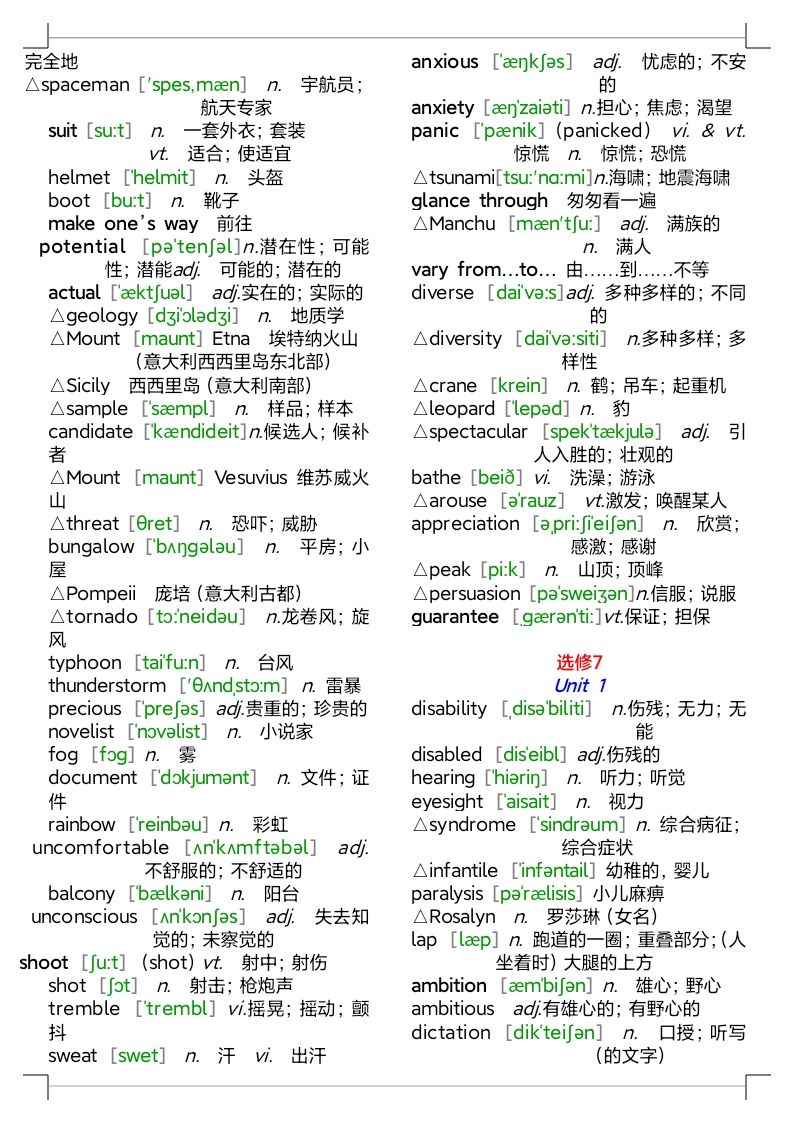 人教版高中英语单词表全部电子版,人教版高中英语单词表
