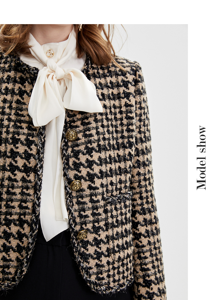 小香风羽绒外套女款中长款莱茵,女款小香风外套冬修身莱茵