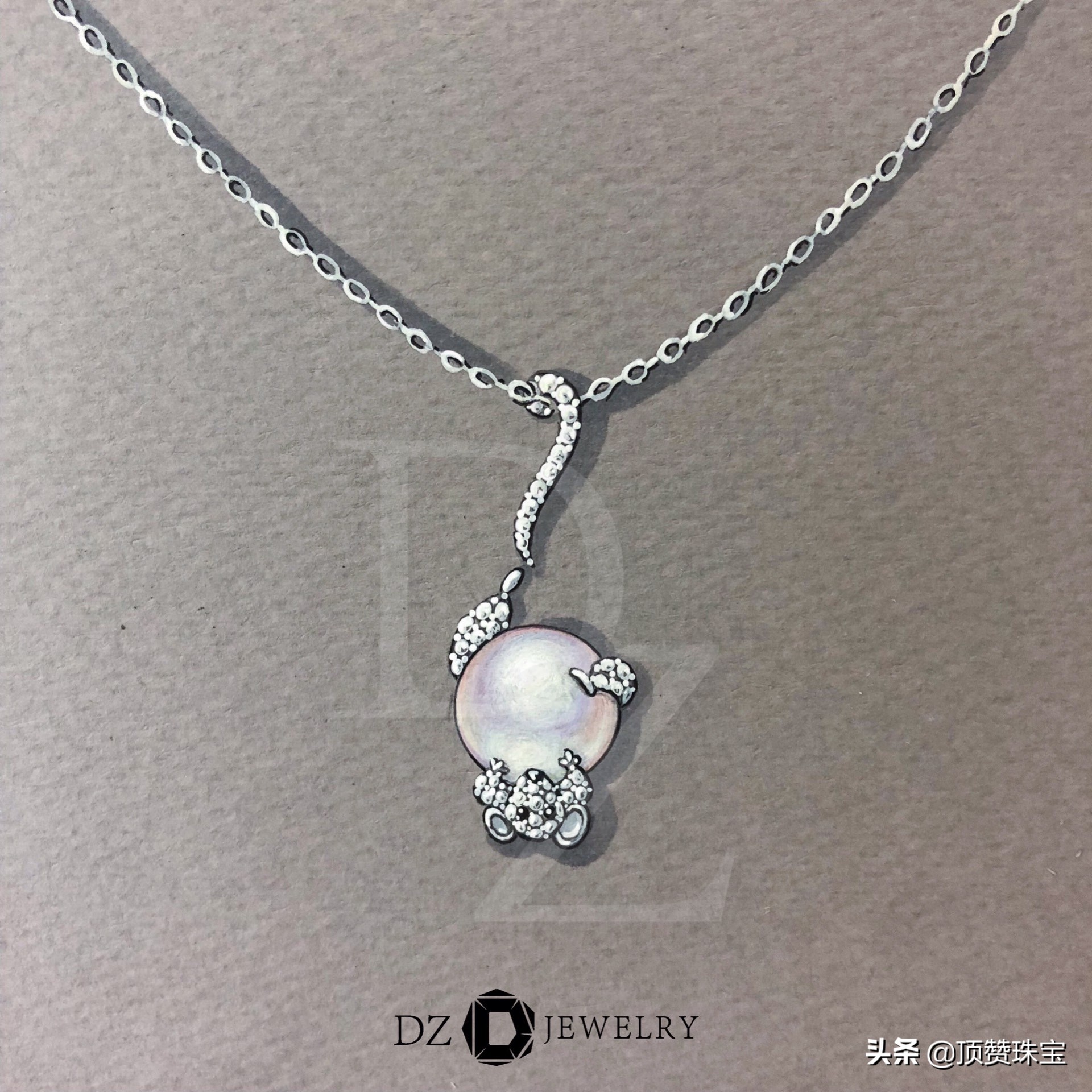 可爱米老鼠镶钻灵动项链吊坠,2022年新品金鼠项链