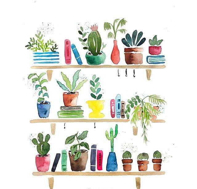 一组小清新的水彩绘画绿植素材,手绘水彩植物手帐