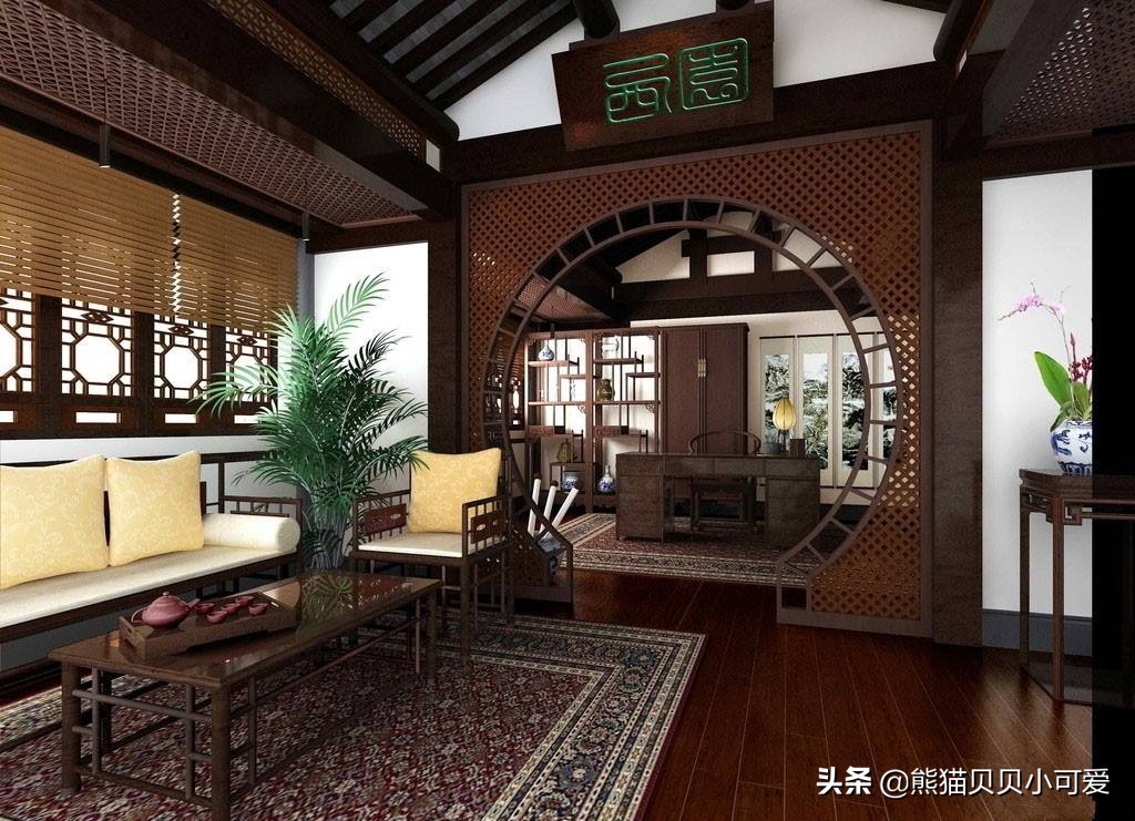 4.5米层高中式古典风格,中式古典风格装修效果图