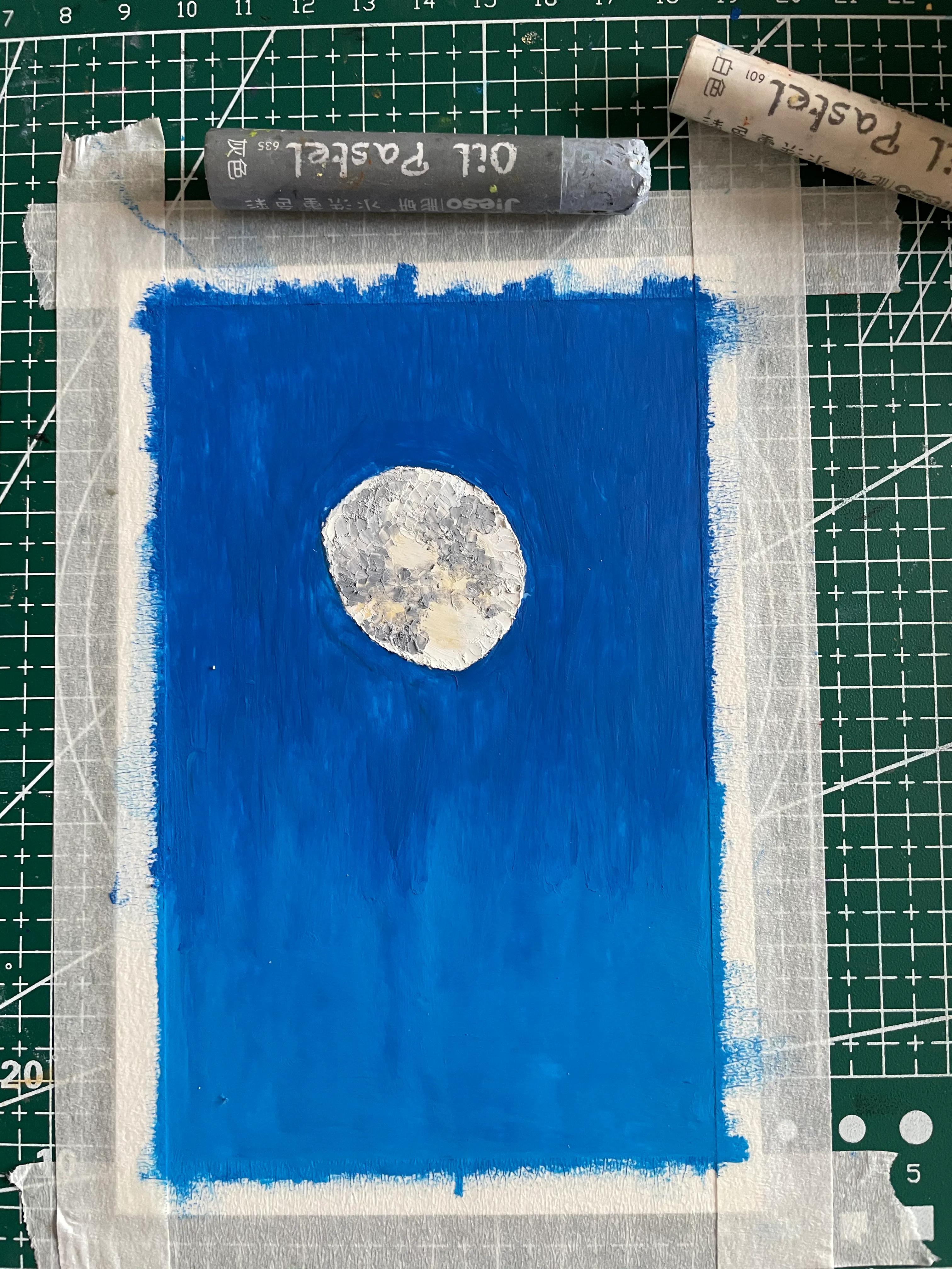 油画棒教程第13课月色下的夜晚,油画棒绘画入门零基础日出