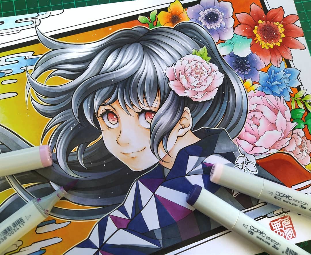 动漫60色马克笔画可爱动漫人物,touchmark马克笔手绘动漫